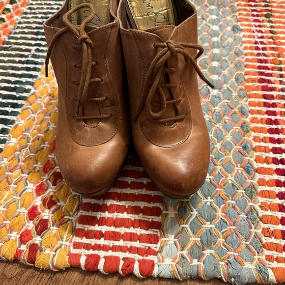 Sam Edelman Brown Leather lace up heeled slip-on clog USA size 10, gently used - Picture 2 of 6